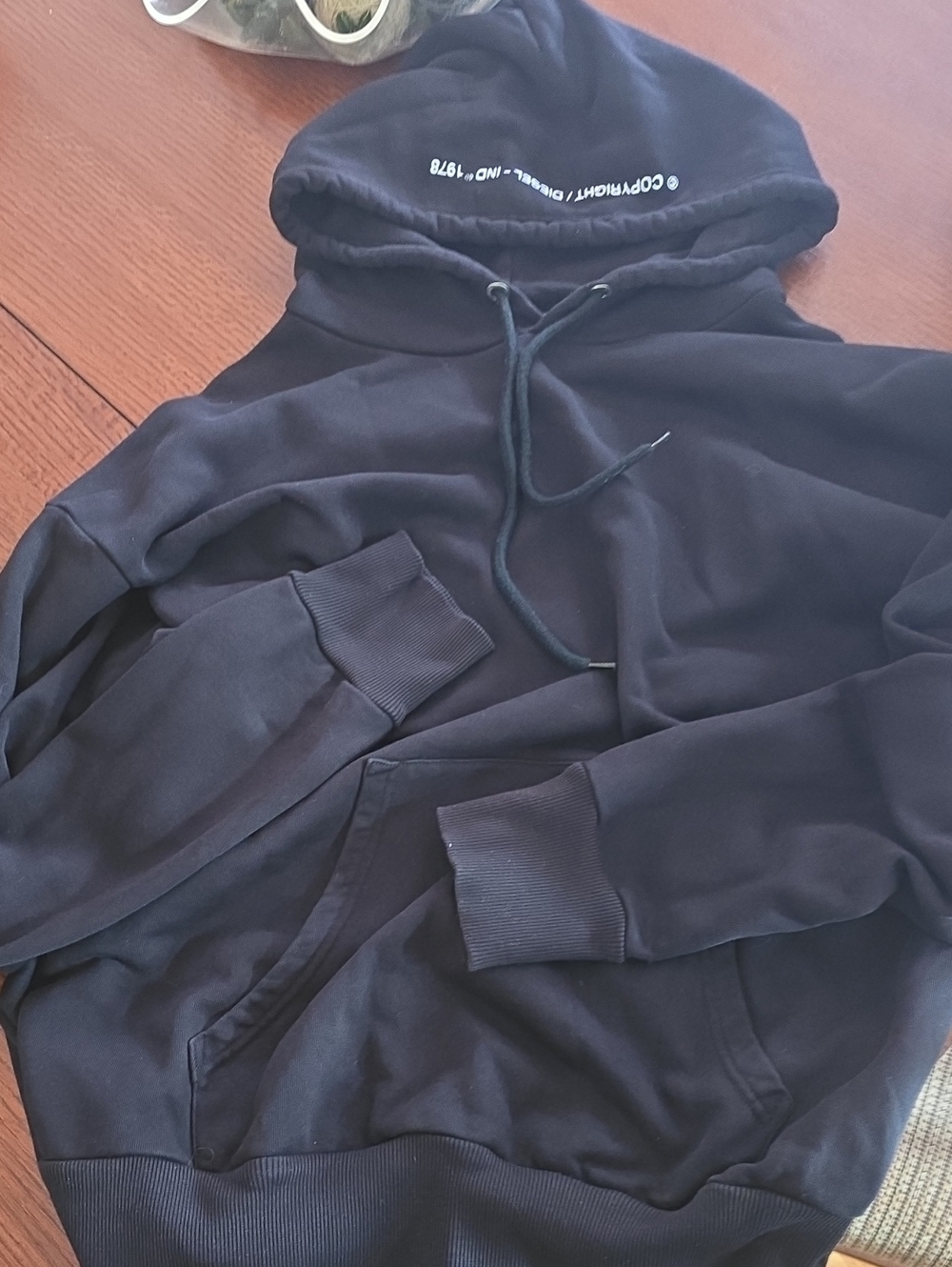 Pre-owned Diesel Black Men's Pullover Hoodie - Classic Casual Sweatshirt